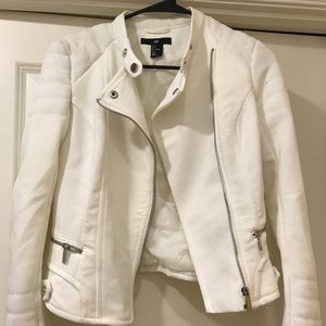 H&M quilted white moto jacket